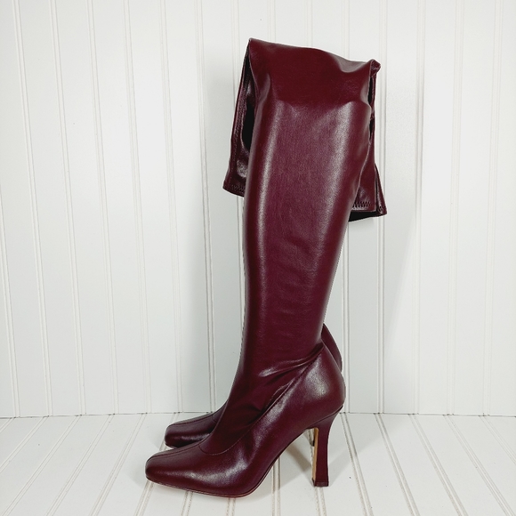 Steve Madden Shoes - NEW Steve Madden Women's Prowl Burgundy Red Faux Leather Thigh-High Boots B475